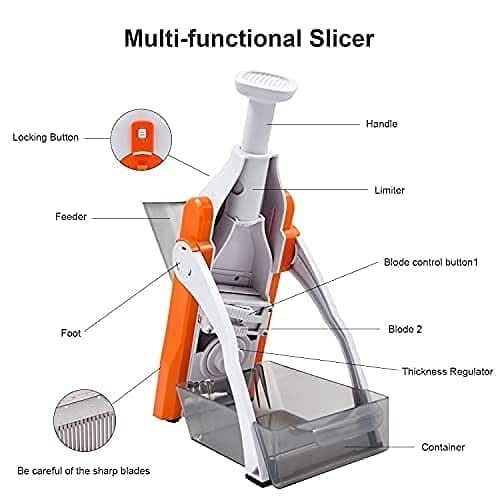 Slicer Stainless Steel Adjustable Multipurpose with Spring Slicer Safety Holder