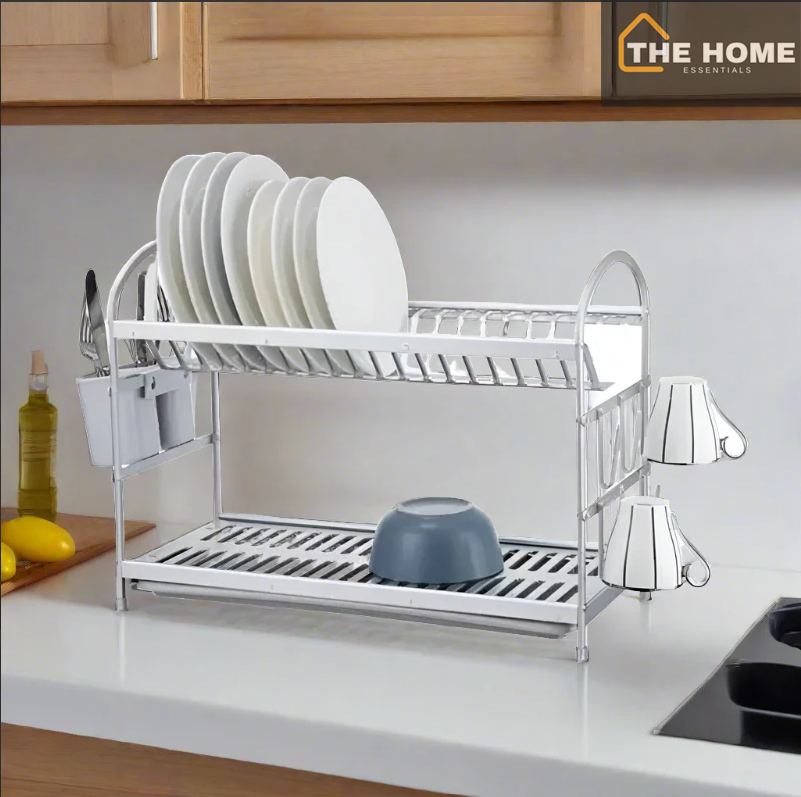 Aluminum Large Double Dish Rack 2-Tier