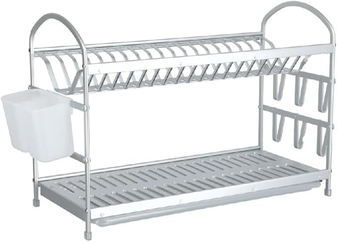 Aluminum Large Double Dish Rack 2-Tier