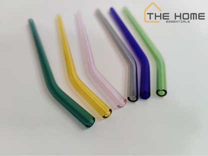 High Quality Colorful Reusable Glass Straws set with Cleaning Brush