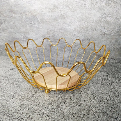 Premium Golden Metal Fruit Basket for Fruits, Sweets, and Snacks