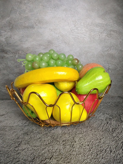 Premium Golden Metal Fruit Basket for Fruits, Sweets, and Snacks