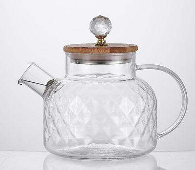 High Quality Glass Kettle With Bamboo Wooden Lid