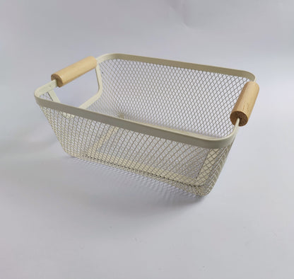 Premium Metal Wire Basket with Wooden Handles