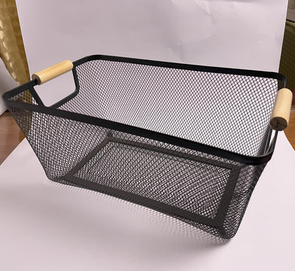 Premium Metal Wire Basket with Wooden Handles