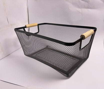 Premium Metal Wire Basket with Wooden Handles