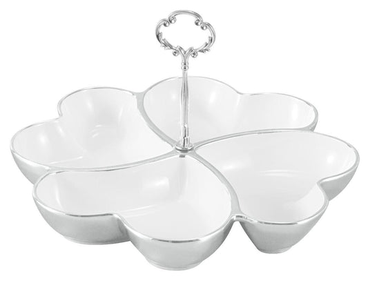 Elegant Ceramic Serving Tray Silver and White - 9 SEC